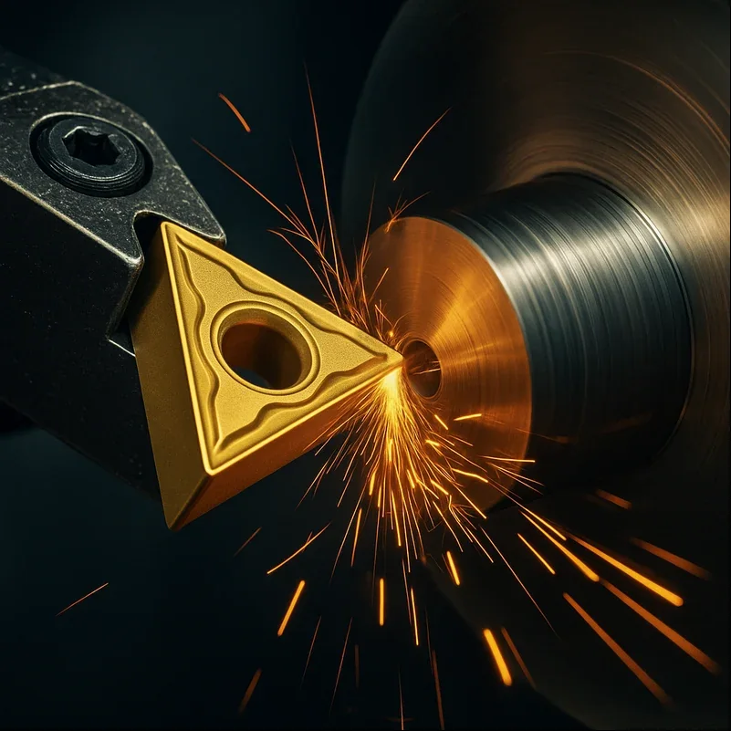 Pastilha TNMG de metal duro cortando aço no torno