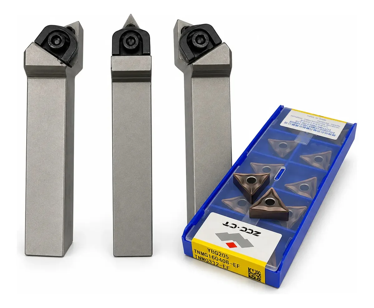 Kit 3 Suportes Externos TNMG 16 20x20 + 10 Pastilhas TNMG 160408